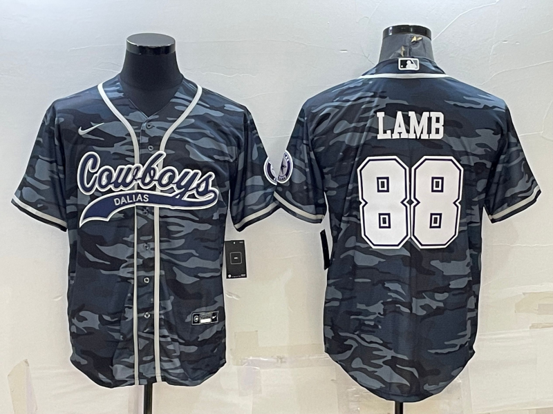 Men's Dallas Cowboys CeeDee Lamb #88 Grey Camouflage Jersey Joint Edition